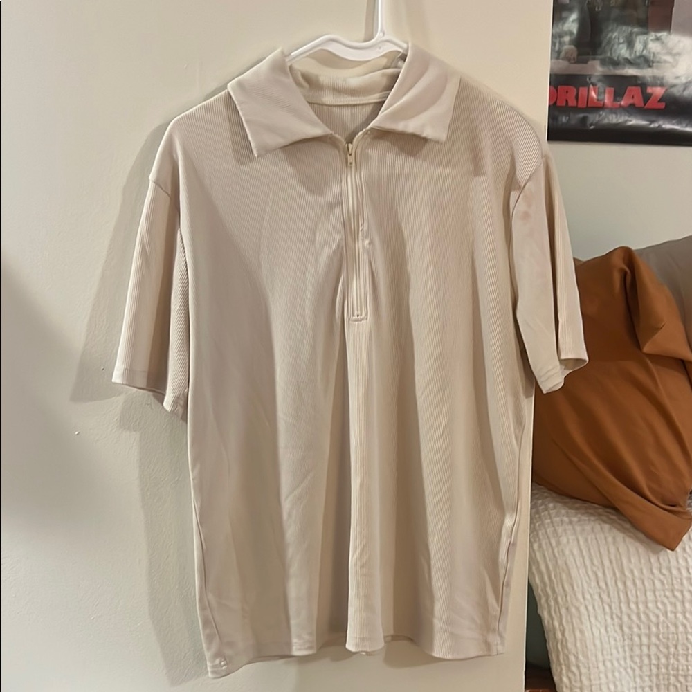 Women’s Cream Zip Polo Shirt